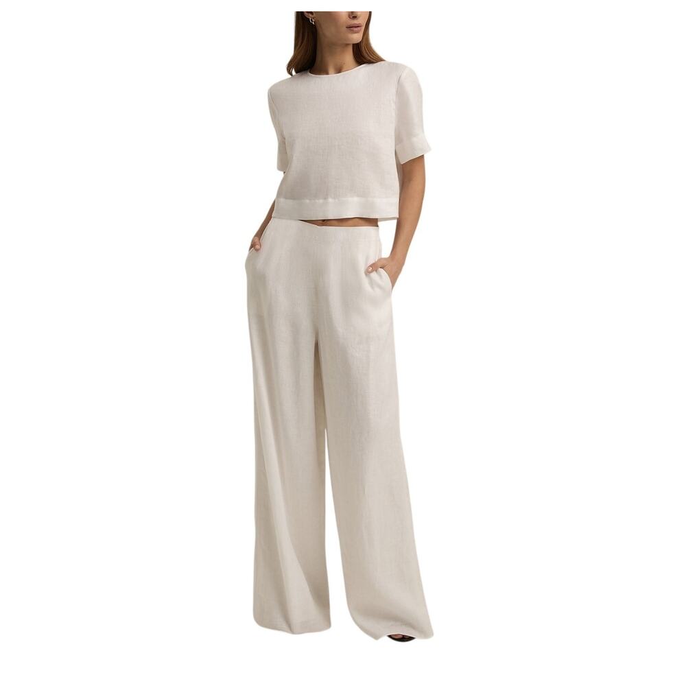 Favorite Daughter Relaxed White Wide Leg Linen Pants Size M